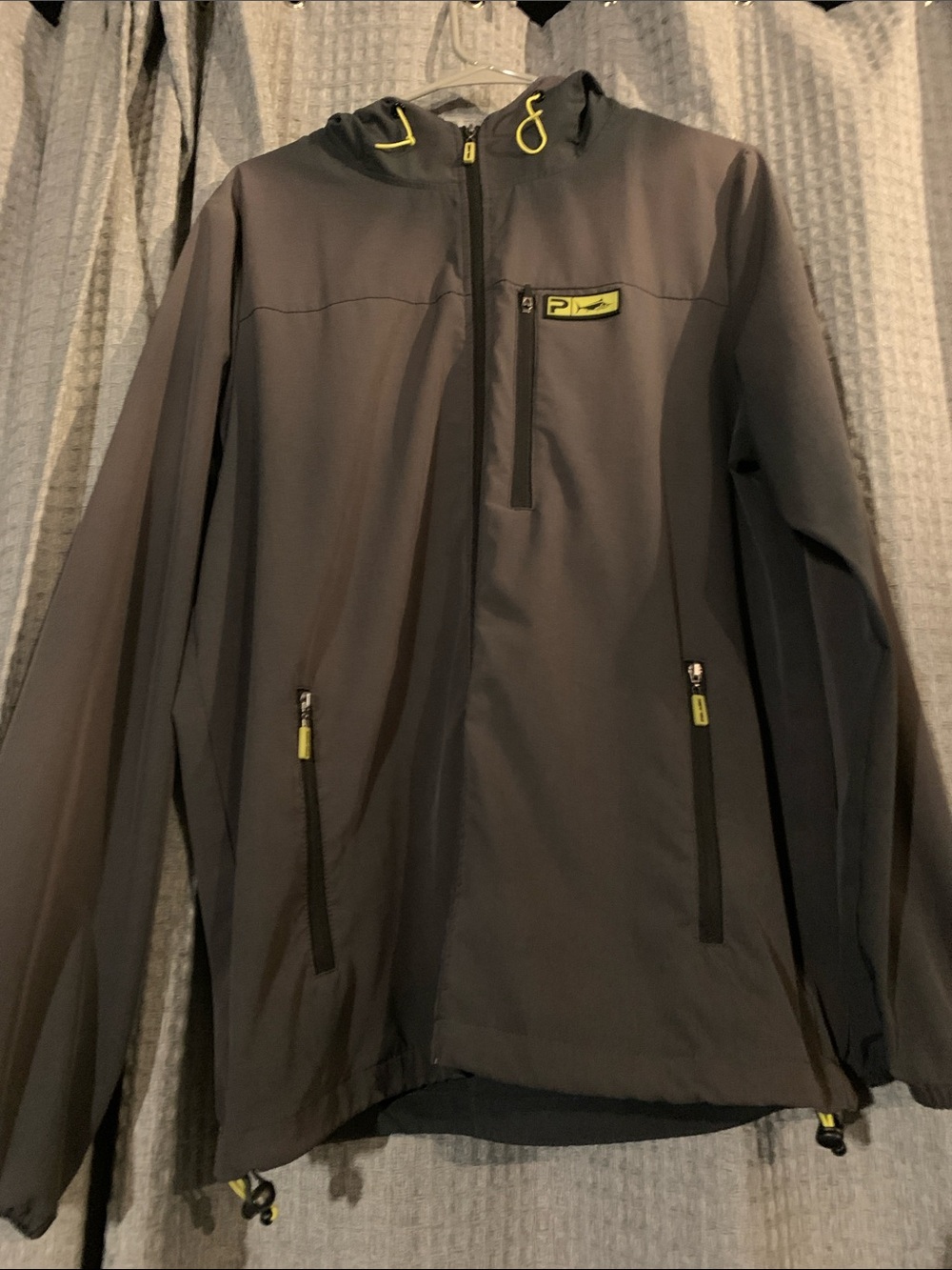 Pelagic Men's Charcoal Windbreaker with Yellow Accents